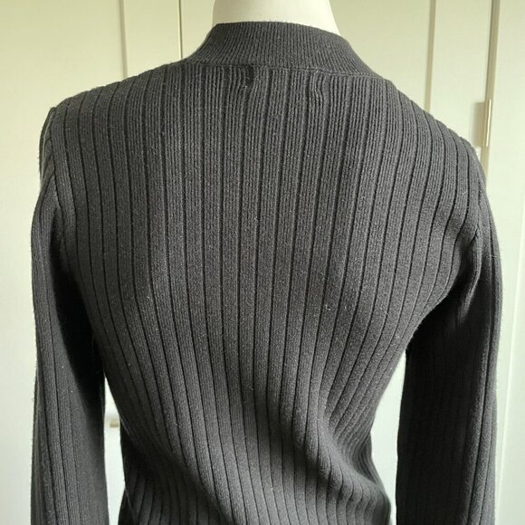 Apricot LS Mock Neck Knit Ribbed Midi Sweater Dress w Side Slit Black Sz XS NWT - Picture 8 of 16